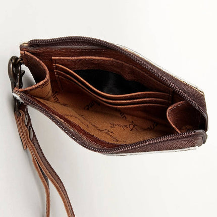 American Darling Pink & Silver Cowhide Wristlet