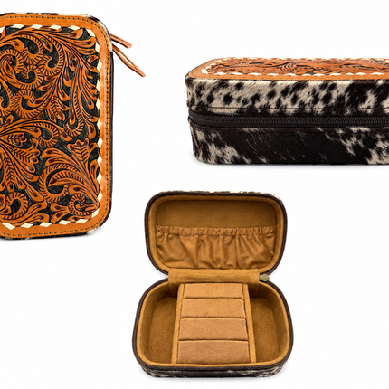 Tooled Leather with Hair on Hide Jewelry Case