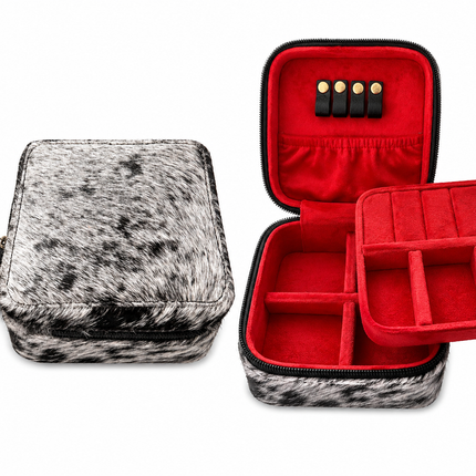 Square Cowhide Jewelry Box (Brindle)