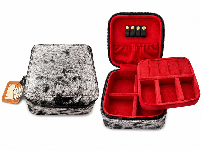 Square Cowhide Jewelry Box (Brindle)