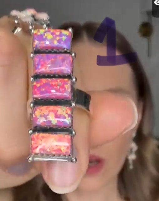 Opal Bar Cluster Stone Rings - Fairy Dust Opal - Adjustable