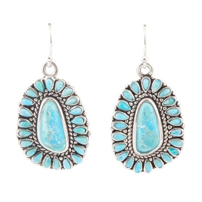 Sedona Blue Turquoise Silver Drop Earrings