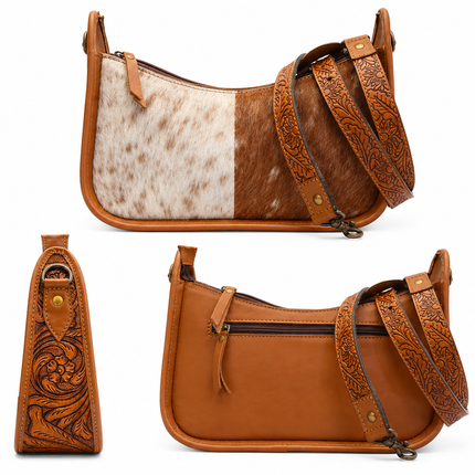 Hair On Hide Stirrup Purse: Brown