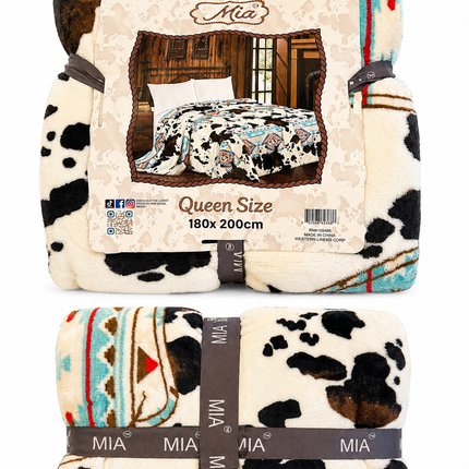 Mia Queen Size Blanket: Cowhide