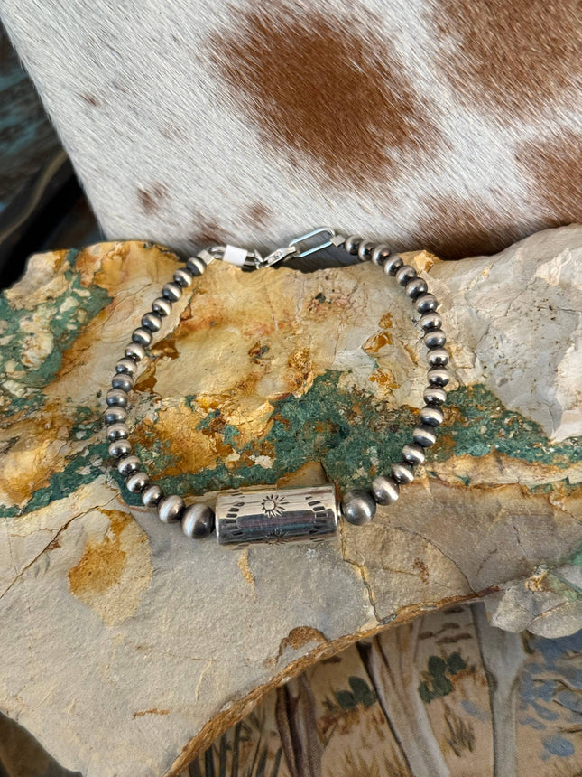 Barrel Bead Sterling Pearl Bracelet: Clasp
