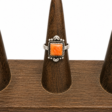 Sterling Silver Orange Spiney Adjustable Ring