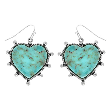 Western Navajo Turquoise Heart Earrings