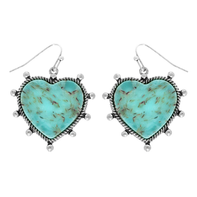 Western Navajo Turquoise Heart Earrings