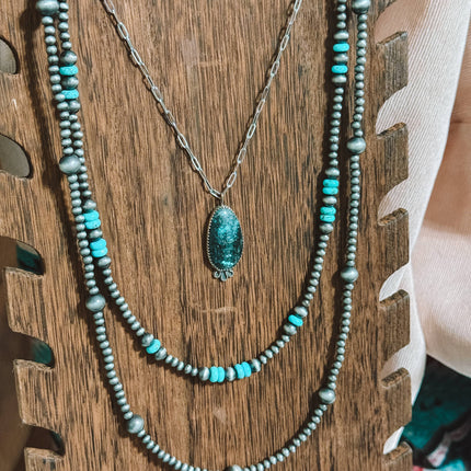 20" Western Turquoise Navajo Pearl Graduated Necklace