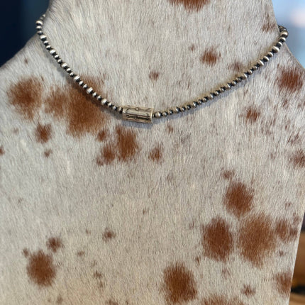 16" Sterling Pearl Barrel Bead Necklace