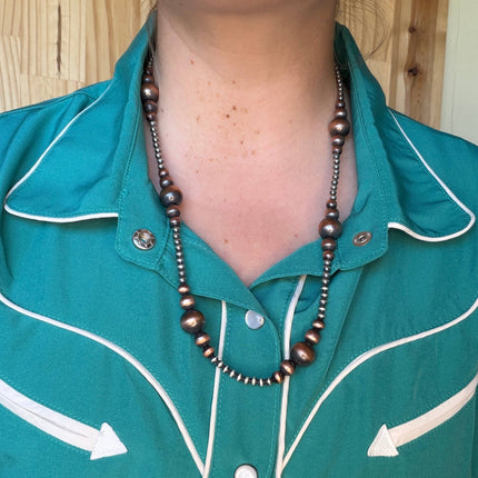 24" 4mm Sterling Pearls & Graduated Copper Pearls Necklace
