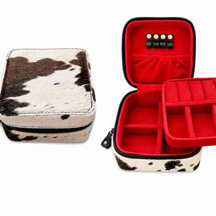 Square Cowhide Jewelry Case