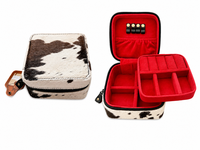 Square Cowhide Jewelry Case
