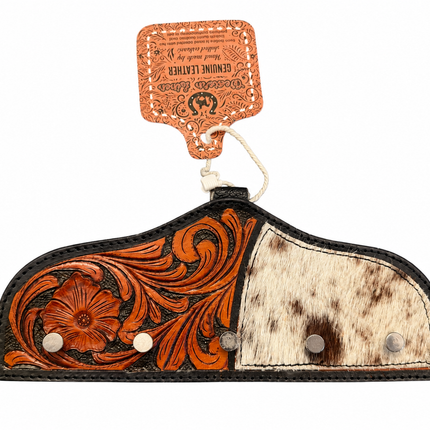 Leather Tooled Key Holder with Hair-on Hide