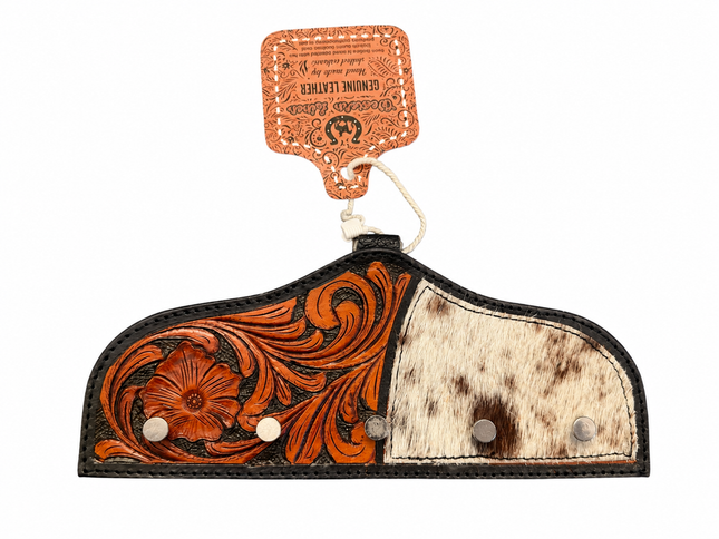 Leather Tooled Key Holder with Hair-on Hide