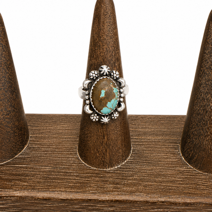 Sterling Silver #8 Turquoise Adjustable Ring