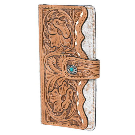 American Darling Hair on Hide Leather Tooled Wallet