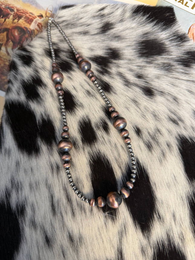 20" 4mm Sterling Pearls & Graduated Copper Pearls Necklace