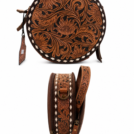 Tooled Leather Canteen Purse: Buckstitch