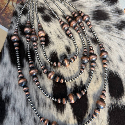 24" 4mm Sterling Pearls & Graduated Copper Pearls Necklace