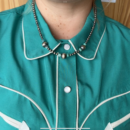 20" 10mm Sterling Silver with Turquoise Beads Necklace