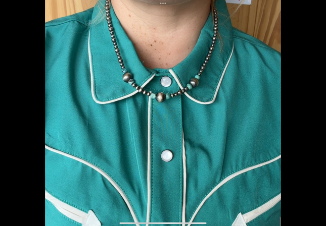 20" 10mm Sterling Silver with Turquoise Beads Necklace
