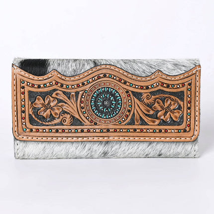 American Darling Cowhide and Leather Tooled Wallet
