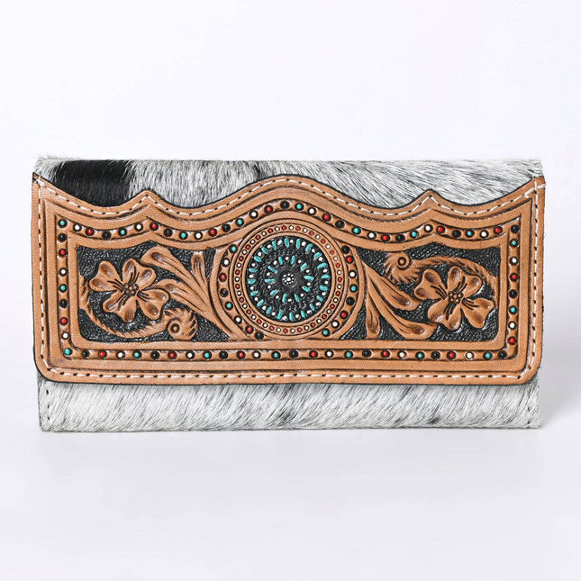 American Darling Cowhide and Leather Tooled Wallet