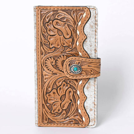 American Darling Hair on Hide Leather Tooled Wallet