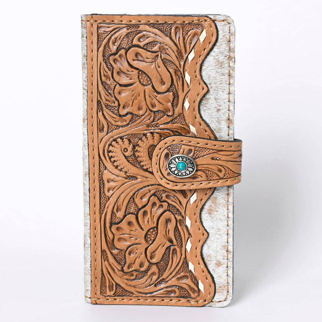American Darling Hair on Hide Leather Tooled Wallet
