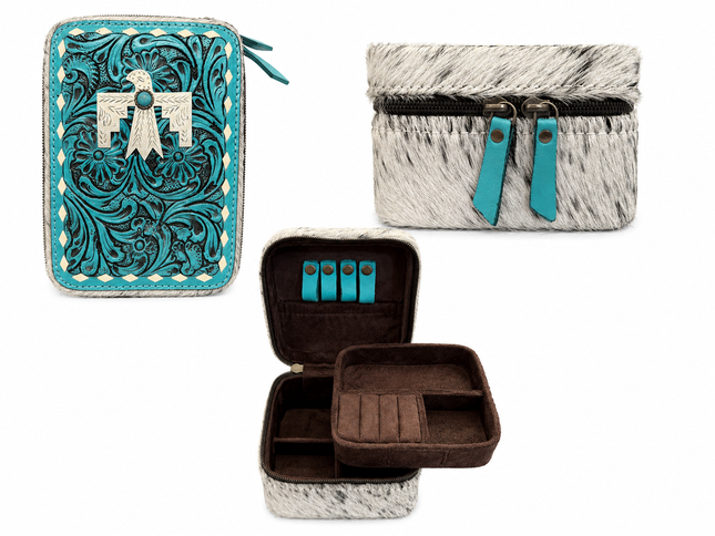 Square Thunderbird Hair on Hide Jewelry Case