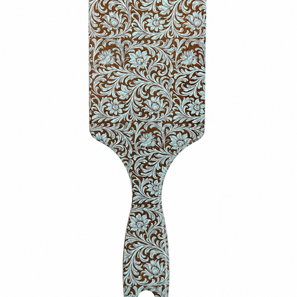 Western Style Hairbrush: Blue Flowers