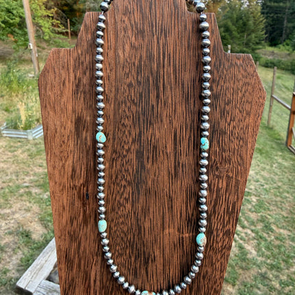 18" Number 8 Turquoise Pearl Necklace