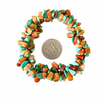 Orange Spiney & Turquoise Stretchy Bracelet
