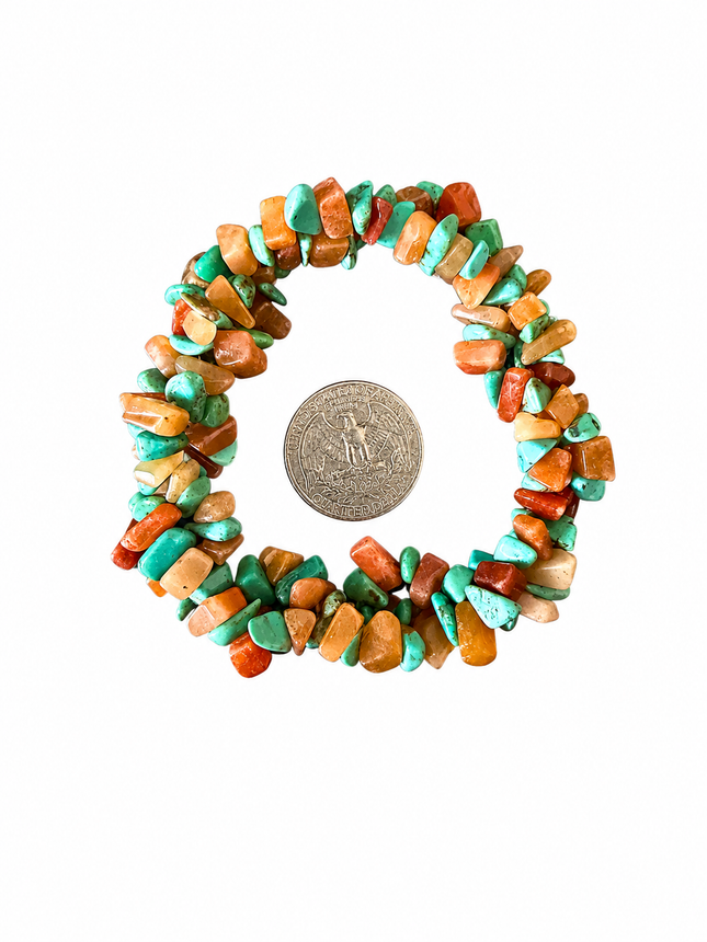 Orange Spiney & Turquoise Stretchy Bracelet