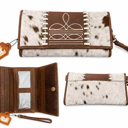 Hair on Hide with Boot Stitch Wristlet