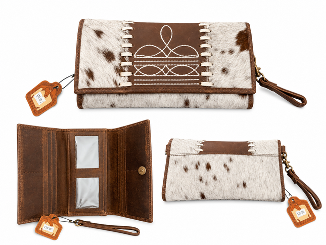 Hair on Hide with Boot Stitch Wristlet