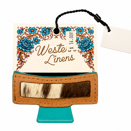 Western Style Hair Clip with Hair On Hide: Turquoise