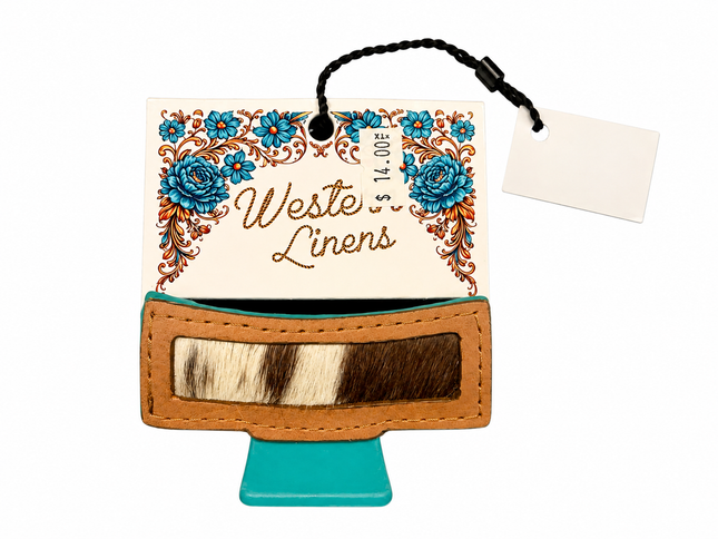 Western Style Hair Clip with Hair On Hide: Turquoise