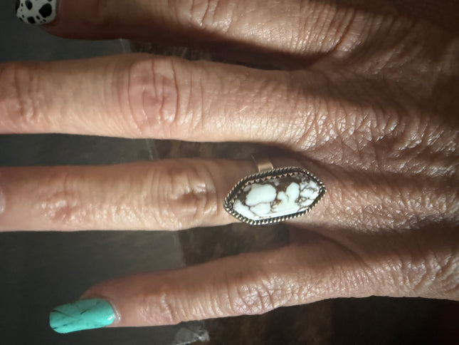 White Buffalo Adjustable Ring