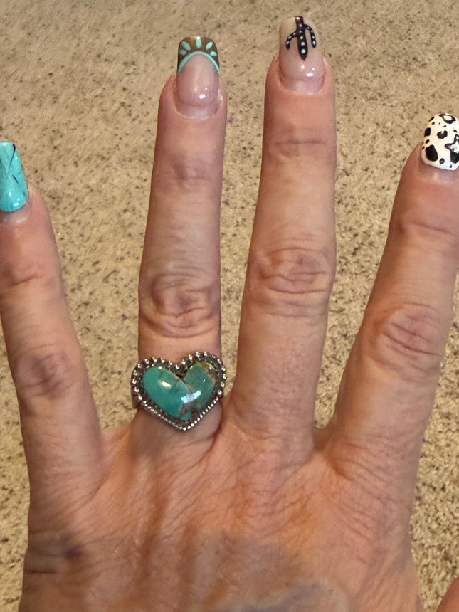 With All My Love Single Stone Heart Turquoise Ring