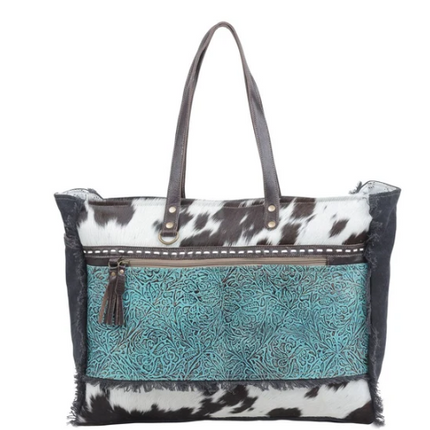 Myra Sea Grass Canvas & Hair-on Bag