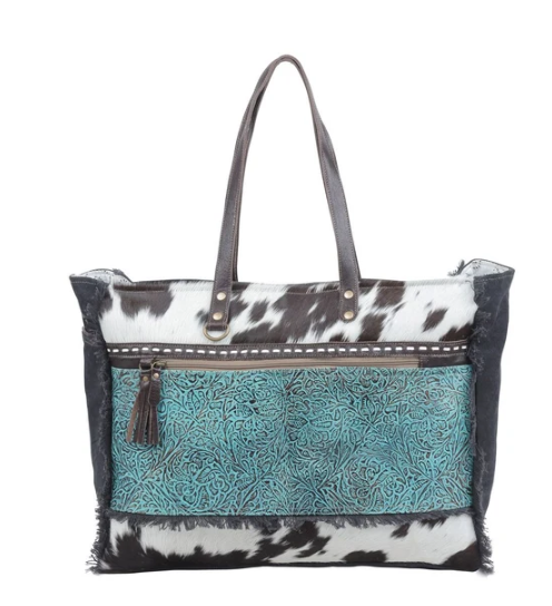 Myra Sea Grass Canvas & Hair-on Bag