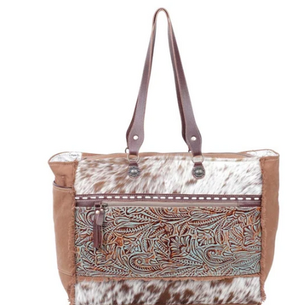 Myra Juniper Canvas and Hair-On Bag
