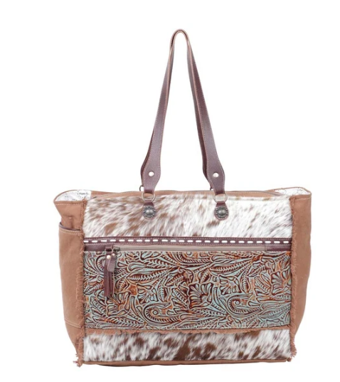 Myra Juniper Canvas and Hair-On Bag