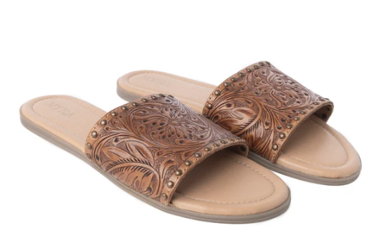 Myra Ellie Leather Tooled Slides