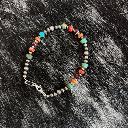 Confetti Spiny Oyster/Turquoise Bracelet : Stretch