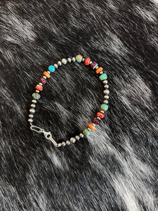 Confetti Spiny Oyster/Turquoise Bracelet : Stretch