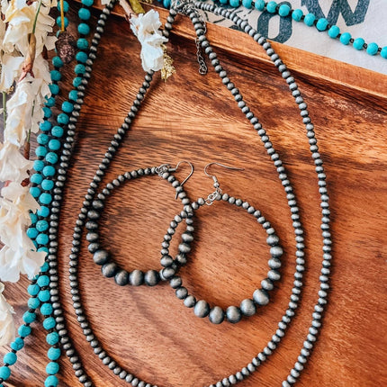Western Navajo Pearl Hoop Earrings