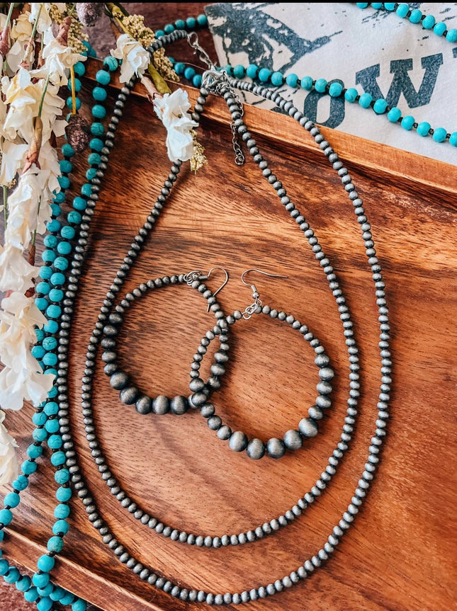 Western Navajo Pearl Hoop Earrings